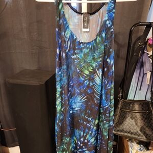 Swimsuits For All Blue and Green Patterned Cover Up